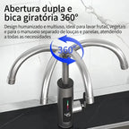 Torneira Elétrica Para Cozinha Banheiro Com Visor de Temperatura Aço Inoxidável