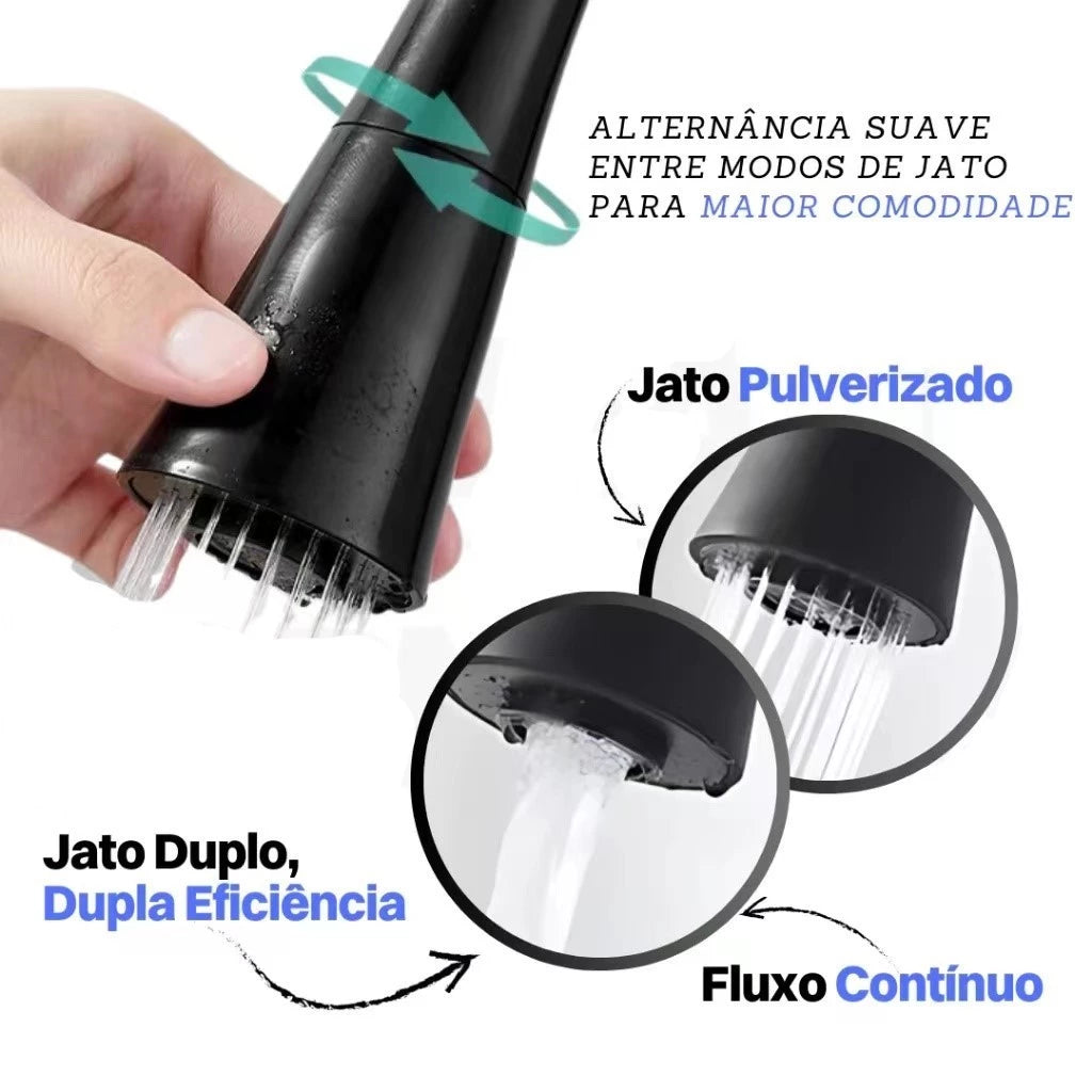 Torneira Flexível Preta Duplo Jato 1/4 de Volta