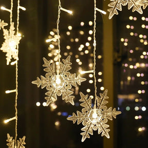 Varal de Luzes em Led Flocos de Neve