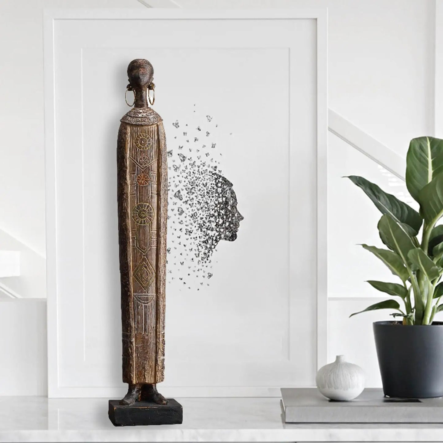 Estátua Africana Escultura de Resina - Casa Stony