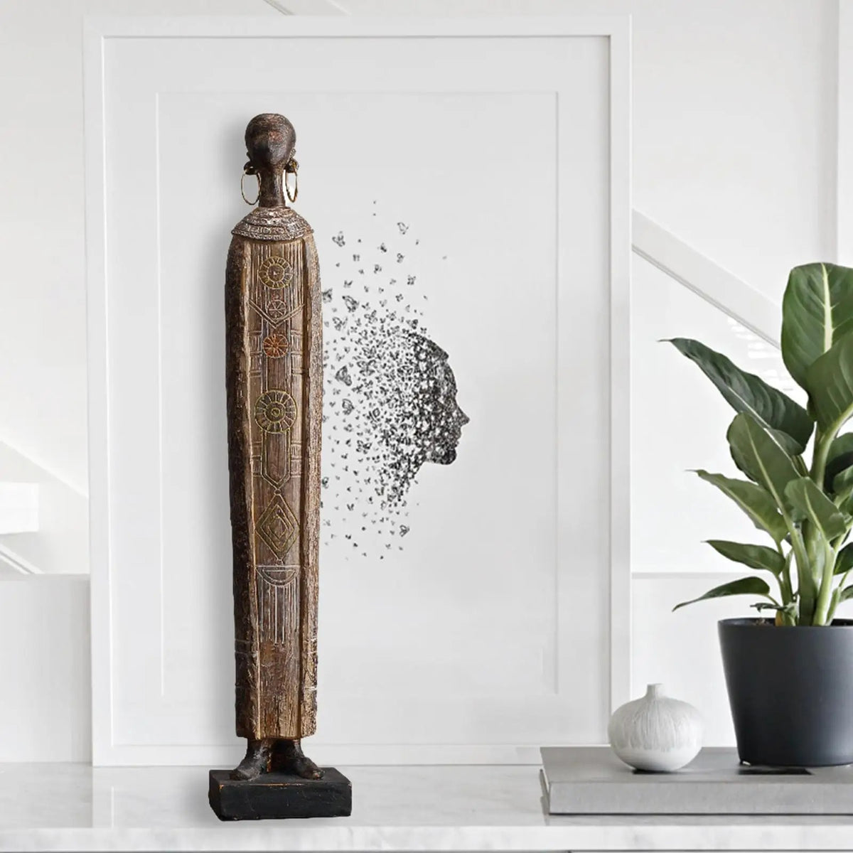 Estátua Africana Escultura de Resina - Casa Stony