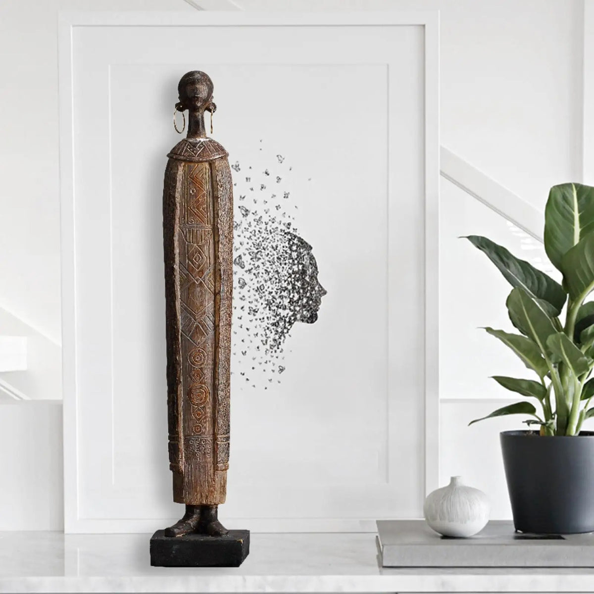 Estátua Africana Escultura de Resina - Casa Stony