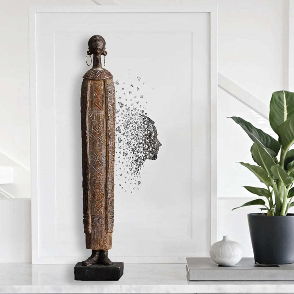 Estátua Africana Escultura de Resina - Casa Stony