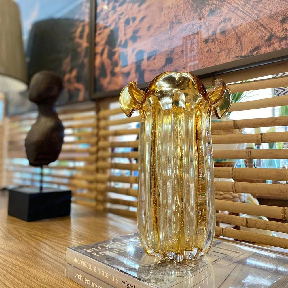 Vaso Murano Vidro Italy Ambar