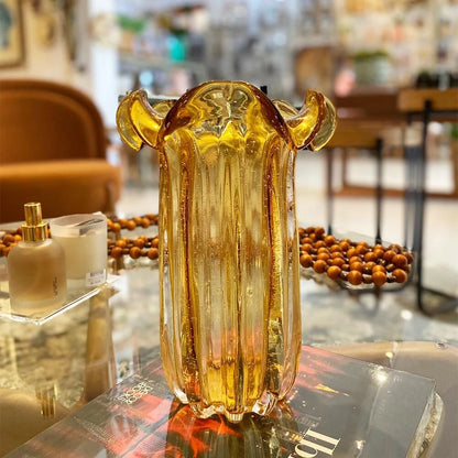 Vaso Murano Vidro Italy Ambar