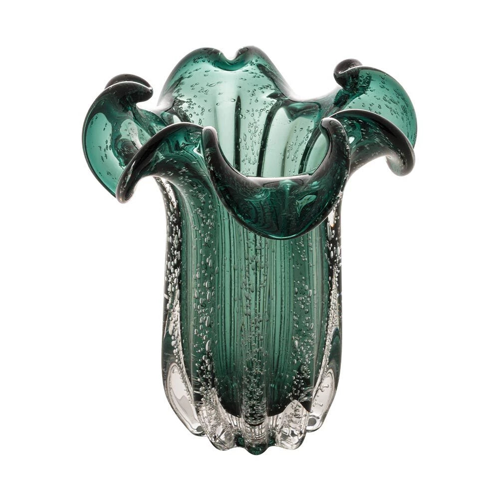 Vaso Murano Vidro Italy Verde Esmeralda