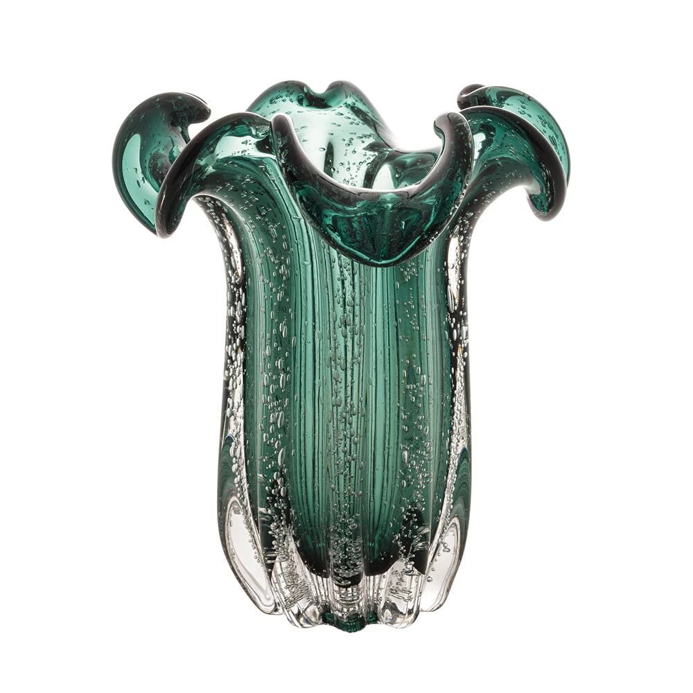 Vaso Murano Vidro Italy Verde Esmeralda