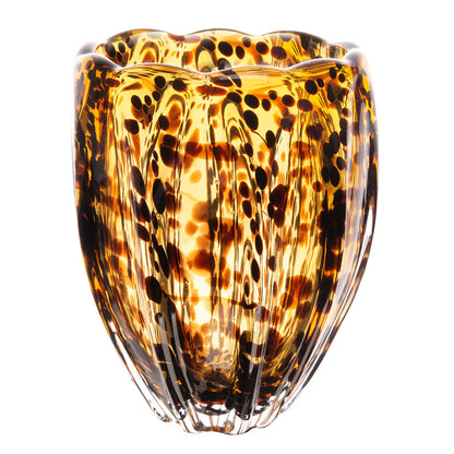 Vaso de Vidro Murano Âmbar Italy Leopardo