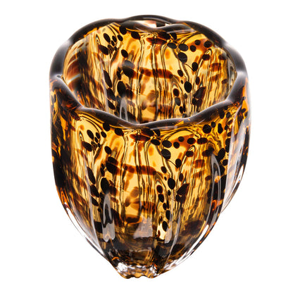 Vaso de Vidro Murano Âmbar Italy Leopardo