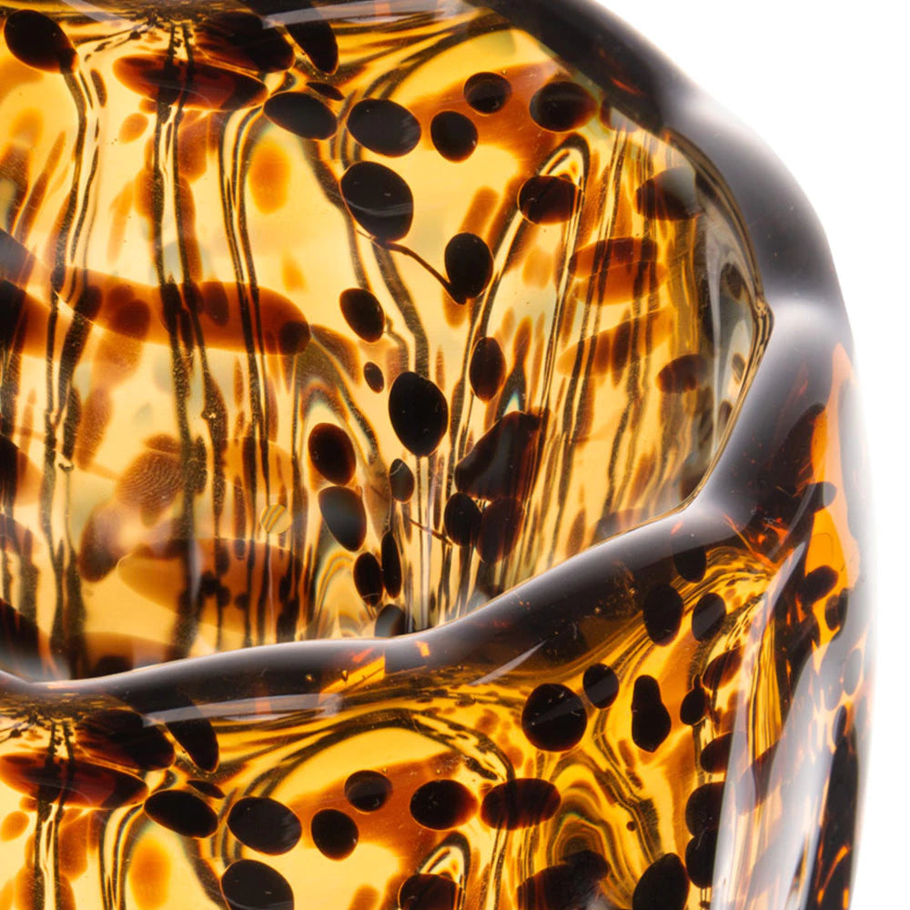 Vaso de Vidro Murano Âmbar Italy Leopardo