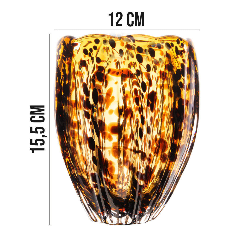 Vaso de Vidro Murano Âmbar Italy Leopardo