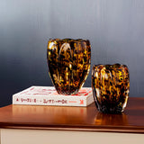 Vaso de Vidro Murano Âmbar Italy Leopardo